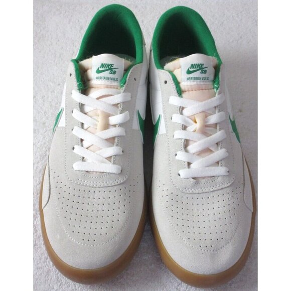 Nike Men's SB Heritage Vulc Skate Shoes Summit White Lucky Green Sizes NIB - Picture 3 of 5